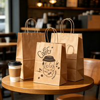 Sacs en papier kraft brun en gros avec impression personnalisée, sacs cadeaux en stock, sacs à emporter pour la restauration rapide, sacs de courses à poignée torsadée