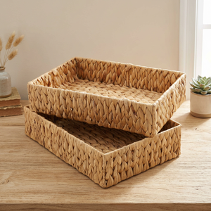Cesta de Almacenamiento Rectangular de Jacinto de Agua, Organizador Tejido para Cajones, Juguetes, Aperitivos, Armarios y Uso Doméstico - Product Image 2