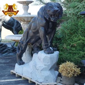 Estátua de tigre pedra mármore natural, escultura de tigre pedra preta - Product Image 2