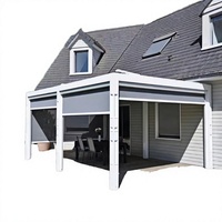Pergola en aluminium avec toit métallique, gazebo d'extérieur, pavillon de patio avec rideaux et kit moustiquaire