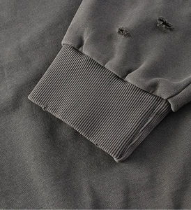 <span class=keywords><strong>Felpa</strong></span> a girocollo con cappuccio tagliata di colore grigio personalizzato <span class=keywords><strong>felpa</strong></span> a girocollo lavata con acido di Terry francese - Product Image 5