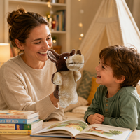 Marionnette à doigts en peluche personnalisée pour bébés et enfants, jouet en peluche doux et mignon, animal en peluche personnalisé