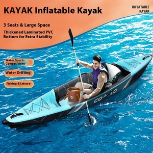 Kayak inflable de PVC plegable personalizado de 1,2mm, canoa de balsa doble/triple, capacidad de carga de 180kg, más de 4m de largo, pesca, surf, turismo - Product Image 4