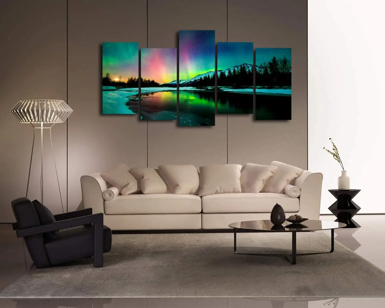 Arte de pared con impresión moderna, decoración del hogar, pinturas al óleo de paisaje, árbol, póster personalizado, pintura de lienzo de naturaleza, 5 piezas