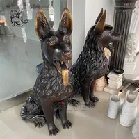 BLVE una coppia vendita decorazione della casa A grandezza naturale metallo animale germania famose sculture di cani statue di pastore tedesco in bronzo
