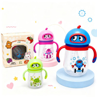 Bouteille d'alimentation à large ouverture avec poignée, grande capacité, sans BPA, en PP, pour bébé de 0 à 12 mois, avec débit variable et motif imprimé