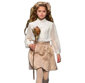 Dernières robes de soirée d'automne pour enfants 100% coton robes à la mode style solide jeunes filles disponibles 6 10 12 ans