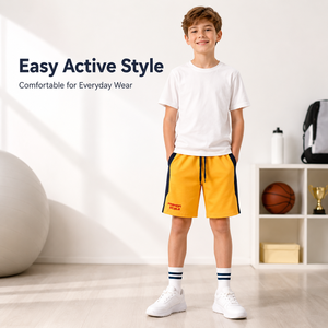 Shorts de sport pour enfants 95 % coton, colorblock, taille élastiquée, décontractés, athlétiques, pour garçons, école, été, vente en gros OEM - Product Image 3