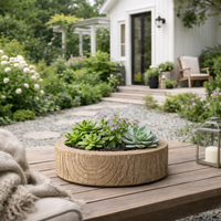Weivista Pot à Succulentes Peu Profond en Résine Effet Bois, Décoration Personnalisée en Gros pour Présentation sur Bureau et Jardin