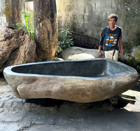 Baignoire en granit de rivière sculptée à la main, style moderne et populaire, de la marque JUNREN