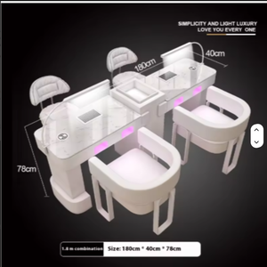 Hot selling Luxury <b>Nail</b> Salon Manicure <b>Table</b> and Chair Modern Beauty <b>Nail</b> <b>Table</b> With Lights - Product Image 5