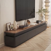 Meuble TV sur pied en bois massif avec tiroirs de rangement, combinaison de tables basses rondes grandes et petites pour salon