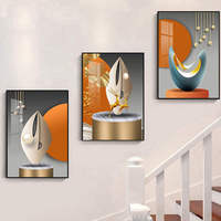 Peinture sur toile abstraite moderne en porcelaine cristalline blanche, bleue, jaune, grise, impression personnalisée sur toile, imperméable, pour mur, vente en gros d'usine