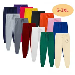 JL-92802 Wholesale cheap 65 polyester 35 cotton sweat pants warm wear fleece jogger pants solid color drawstring sweatpants