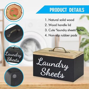 Wooden Laundry Sheets <b>Storage</b> Box With Lid And Handle Rectangle Solid Color 21x12x11cm Standing Type <b>Clothes</b> Box - Product Image 4