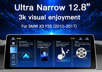 Écran tactile de navigation GPS 12,8 pouces ultra-fin Snapdragon 6125 CarPlay sans fil Android stéréo BMW X3 F25 2010-2017 avec lien miroir