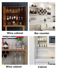 Organizzatore da Cucina <span class=keywords><strong>Salvaspazio</strong></span>, Mensola a Muro Moderna in Metallo, Portabottiglie e Portabicchieri da Vino Sospeso Sotto il Mobile - Product Image 6