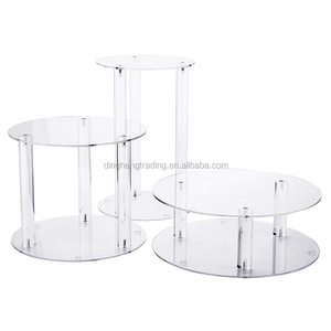 Tùy Chỉnh 3 <span class=keywords><strong>Tier</strong></span> Rõ Ràng Acrylic Pha Lê Vòng Bánh Hiển Thị Stand Set - Product Image 4