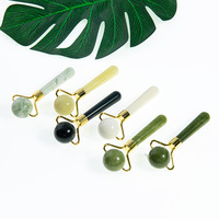 Bâton de massage facial en jade naturel portable avec logo personnalisé, rouleau pour les yeux, vente en gros OEM ODM pour les marques de cosmétiques