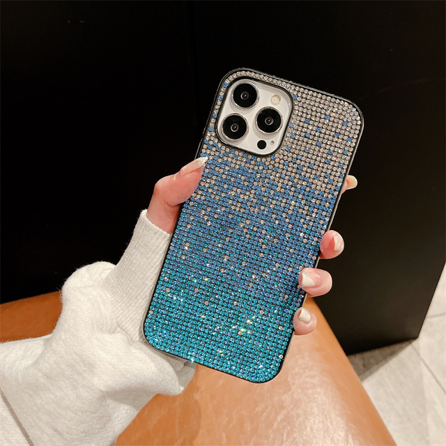 Luxury Colorful Diamond Glitter Phone Case for iPhone 16 15 Pro Max 14 13 12 11 XS XR X 7 8 Plus Rhinestones Shockproof Cover