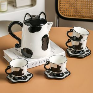 Cute cat ceramic tea <b>set</b> porcelain cup and saucer cartoon tea gift <b>set</b> for women - Product Image 2