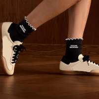 Chaussettes en coton douces et confortables pour femmes et filles, à volants, avec logo personnalisé, pour l'automne