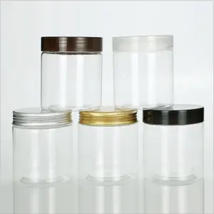8 Unzen transparente Plastik gewürz gläser mit schwarzem Deckel