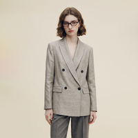 Blazer structuré croisé pour femme avec revers crantés et manches longues, idéal pour le bureau – Fabricant OEM
