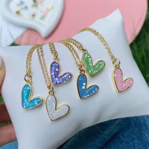 Collier coeur en cristal multicolore bijoux véritable plaque en laiton cristal coeur pendentif colliers femmes DIY collier lien