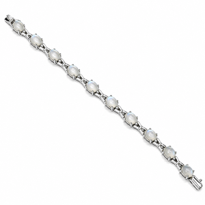 925 Sterling Silver Rhodium Plated Rainbow Moonstone <b>Bracelet</b> for Women - Product Image 4