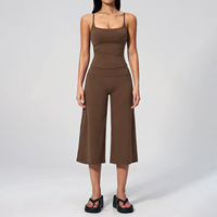Ensemble 2 pièces personnalisé : débardeur de yoga uni et pantalon long taille haute, sans couture, extensible dans les quatre sens, séchage rapide, recyclable et écologique