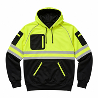 Sweat à capuche de sécurité haute visibilité pour homme, avec bande réfléchissante argentée par transfert thermique, sans coutures, poches zippées