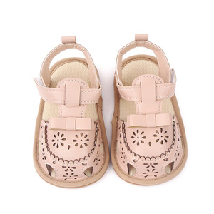 Sandales décontractées d'été pour bébé fille, nouveau modèle, semelles souples, chaussures plates antidérapantes en coton avec nœud mignon pour bébés de 0 à 1 an - Product Image 4