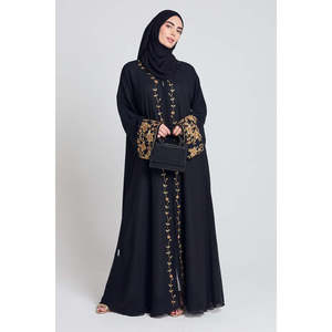 <span class=keywords><strong>Abaya</strong></span> ouverte de luxe <span class=keywords><strong>chic</strong></span> français pour les femmes musulmanes robe de prière en mousseline ornée d'or Nida matériel XS <span class=keywords><strong>Kimono</strong></span> <span class=keywords><strong>Abaya</strong></span> robe Dubaï - Product Image 6