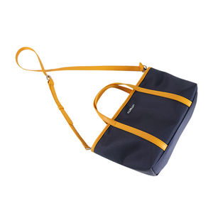 Sac à main cabas petit format en toile cuir couleur marine avec bandoulière réglable et amovible - Product Image 5