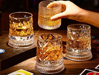 Verre à whisky rotatif lumineux avec fonction de décompression, design rétro de luxe léger pour whisky et bière