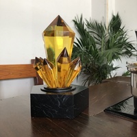 Trophée en verre cristal de haute qualité ADL 150x210mm, gravé et imprimé UV, pour récompenses tendance avec base en pierre noire