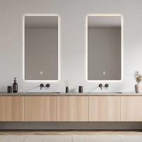 BTO personnalisé hôtel bain intelligent tactile interrupteur salle de bain LED miroir lumières verre argent rétro-éclairé miroir sans cadre