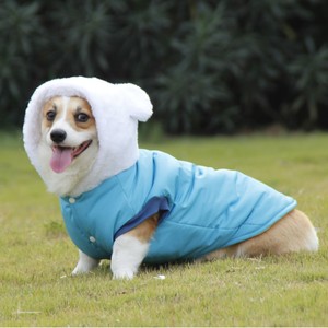 Cute Ears Winter Cotton-Padded Coat For Medium To Large <b>Dogs</b> Blue And Yellow Pet <b>Clothes</b> - Product Image 4