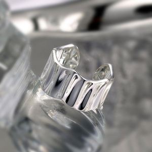 Dylam Metallic Style Fashion 925 <b>Sterling</b> <b>Silver</b> Jewelry <b>Adjustable</b> Wedding Women Folds Irregular Rhodium Plated <b>Ring</b> - Product Image 4