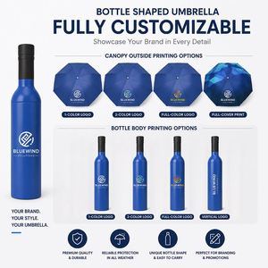 Parapluie publicitaire Wsy203 en forme de bouteille de vin, coupe-vent, avec impression de logo, de luxe, personnalisable, promotionnel - Product Image 3
