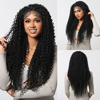 Perruques Lace Frontal 13x6 en Fibre Haute Température Résistante à la Chaleur, Petites Boucles Africaines Volumineuses, Densité 150% pour Femmes Noires