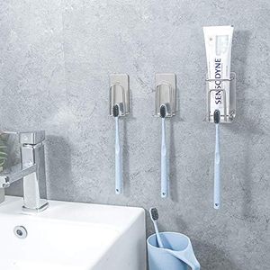 304 Stainless Steel Bathroom Toothbrush <b>Holder</b> No-drill Brushed Silver Cup <b>Holder</b> Modern Hotel Hardware Accessories for Bathroom - Product Image 2