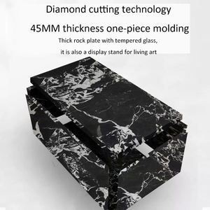 Gabinete de TV de pie minimalista moderno italiano nuevo gabinete de TV de losa de roca negra plana grande combinación para sala de estar Villa - Product Image 6