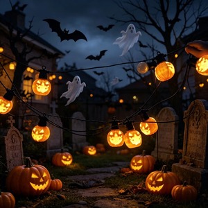 Guirlande lumineuse à piles en forme de citrouille d'Halloween, guirlande LED festive en forme de citrouille pour la maison, les fêtes et le jardin - Product Image 6