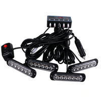 Lampe de signalisation d'urgence LED 4-en-1 à grille, 9 modes de clignotement, 24W haute luminosité, indice IP65, multicolore pour la nuit