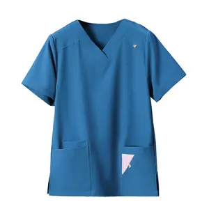 Uniforme da ospedale alla moda da infermiera scrub Top uniforme manica corta a buon mercato da infermiera abito uniforme rosa