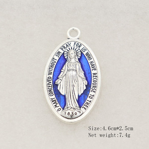 <span class=keywords><strong>3</strong></span> Maten 2 Kleur Roestvrij Staal Zilver Blauw Maagd Mary Ketting Miraculous Medaille Gouden Hanger Sleutelhanger - Product Image 4