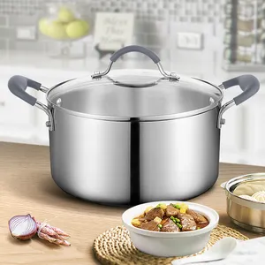 High-end Luxury Cookware Three-layer Composite Stainless Steel Soup Pot Multi-function 24 Cm Soup Pot