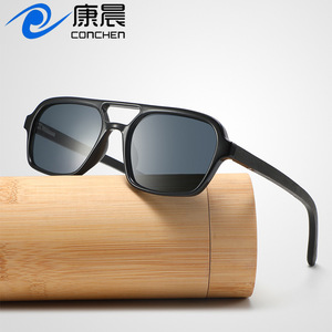 แว่นกันแดดกรอบพลาสติกสีดำแบบ unisex พร้อมเลนส์ Tac ป้องกันรังสียูวี 400 สำหรับกันแดด ตกปลา ท่องเที่ยว ขับรถ แฟชั่น - Product Image 4